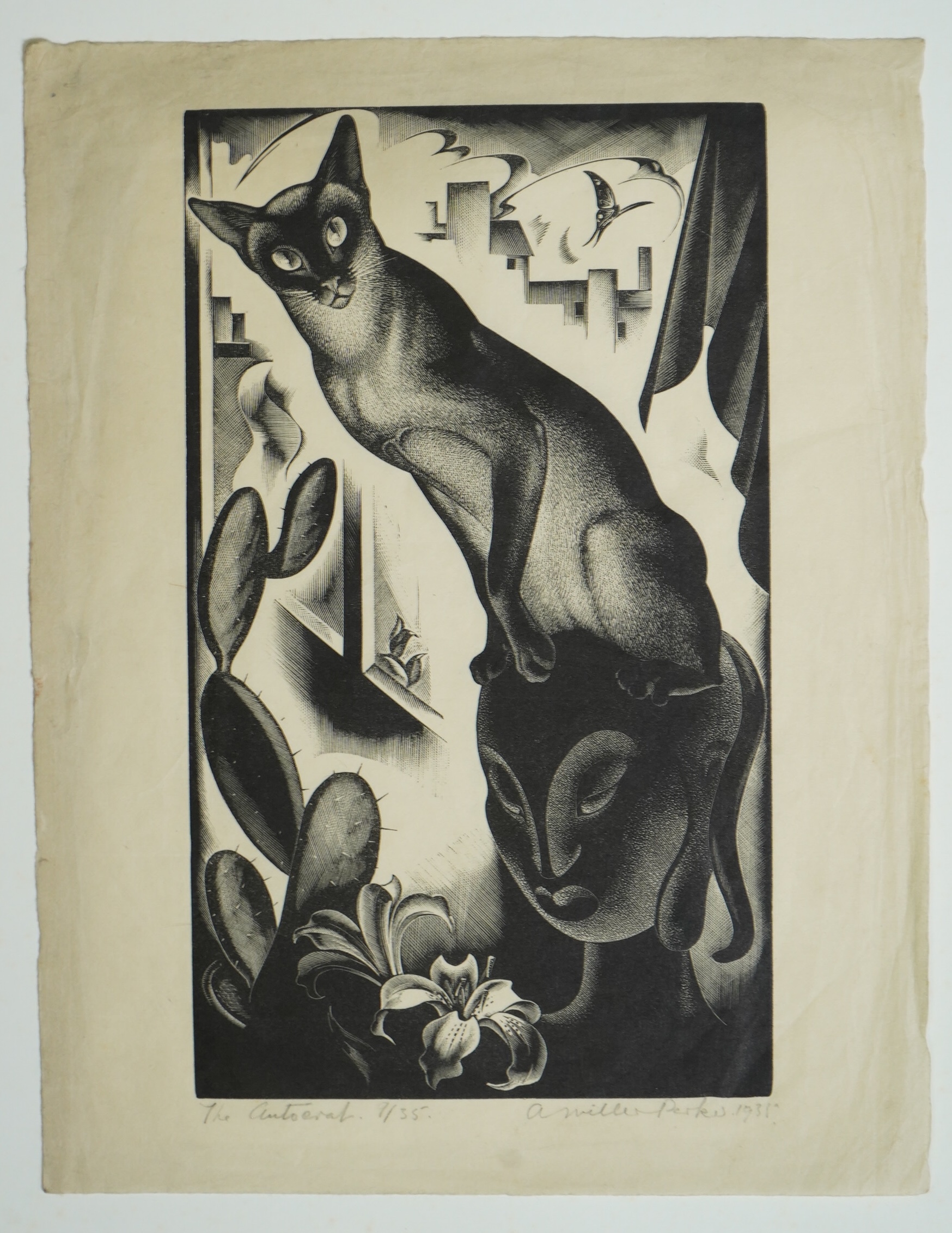 Agnes Miller-Parker (Scottish 1895-1980), The Autocrat, wood engraving, 23 x 13.3cm, sheet 27 x 21cm